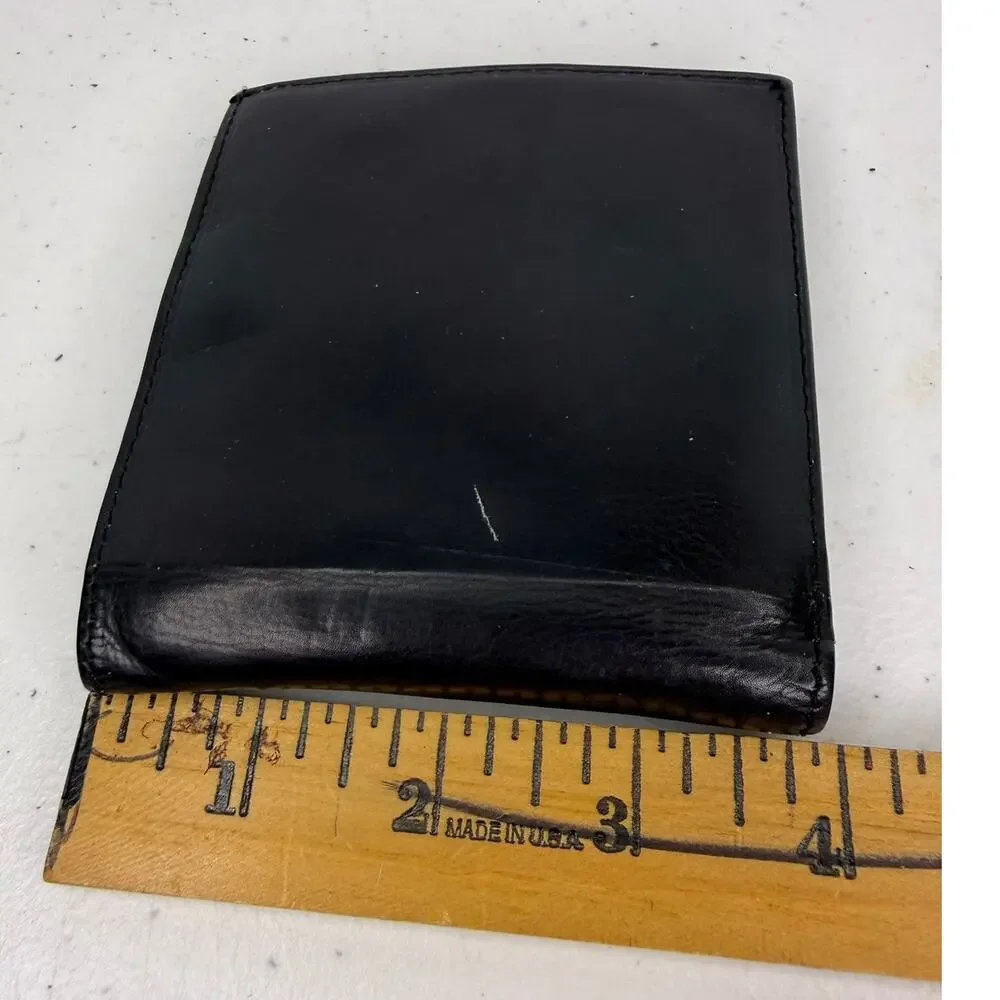 Mens Black Genuine Leather Bifold Wallet Passcase ID Window Card Slots